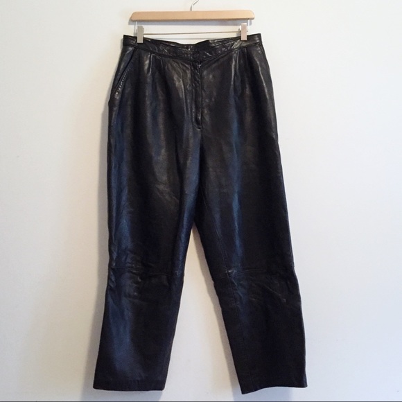 Vintage Pants - Vintage high waisted leather pants tapered leg